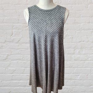 Sonoma Gray and White Sleeveless Striped Dress in Size Medium